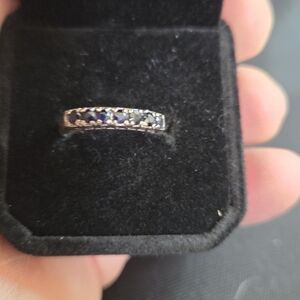Sterling Silver Blue Topaz-Style Eternity Band